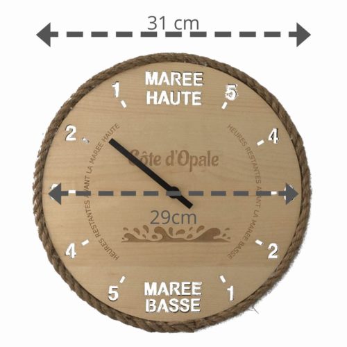 Tide-Tac - horloge des marées personnalisée et gravée - dimensions